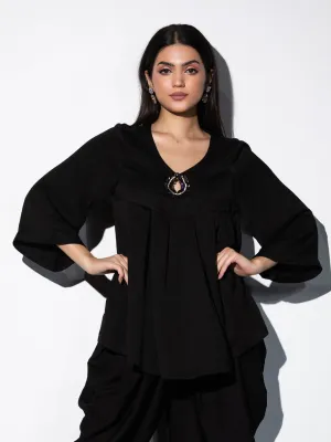 1 pc - Keyhole Black Korean Kurta Top