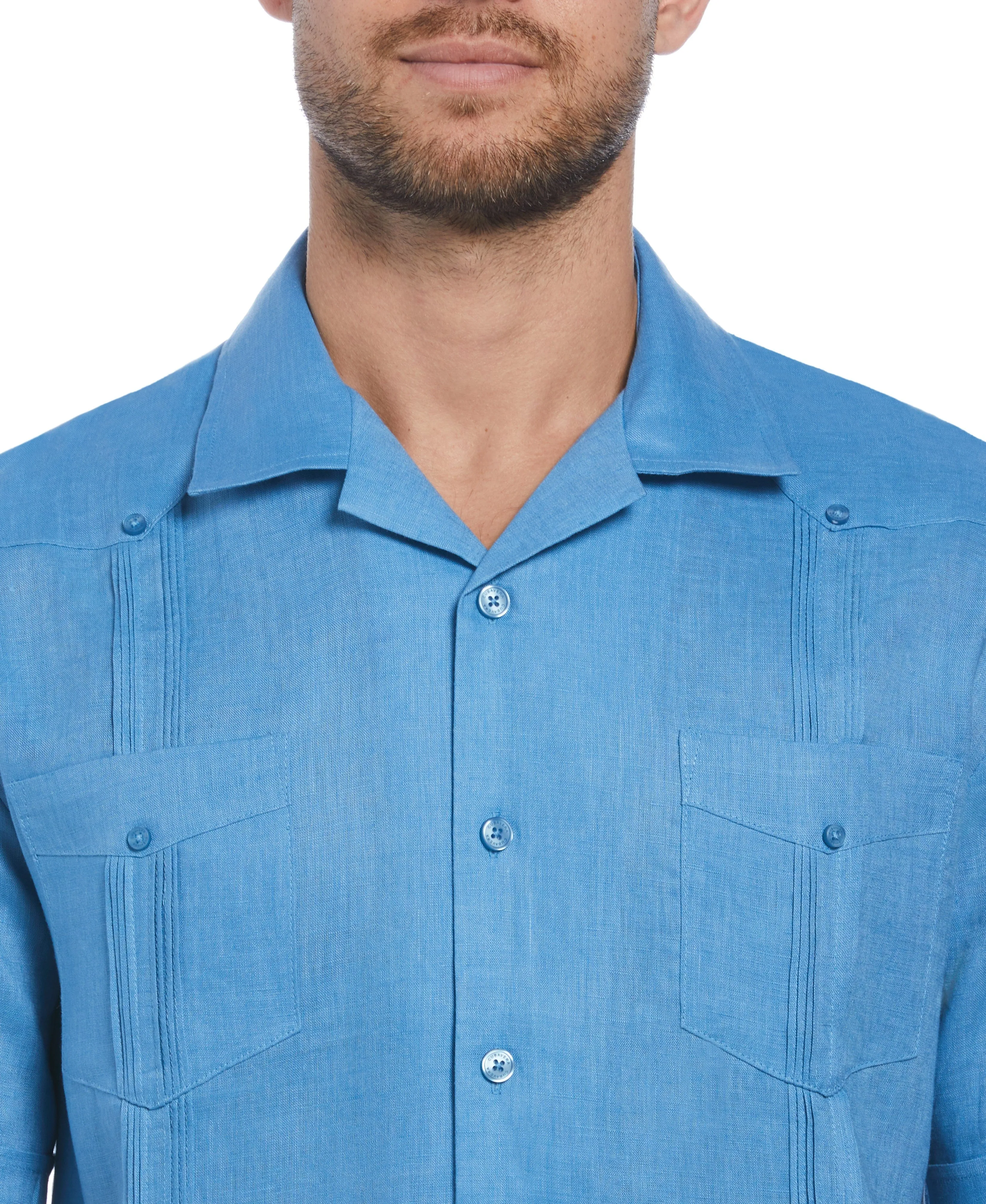 100% Linen Classic Guayabera Shirt - Short Sleeve
