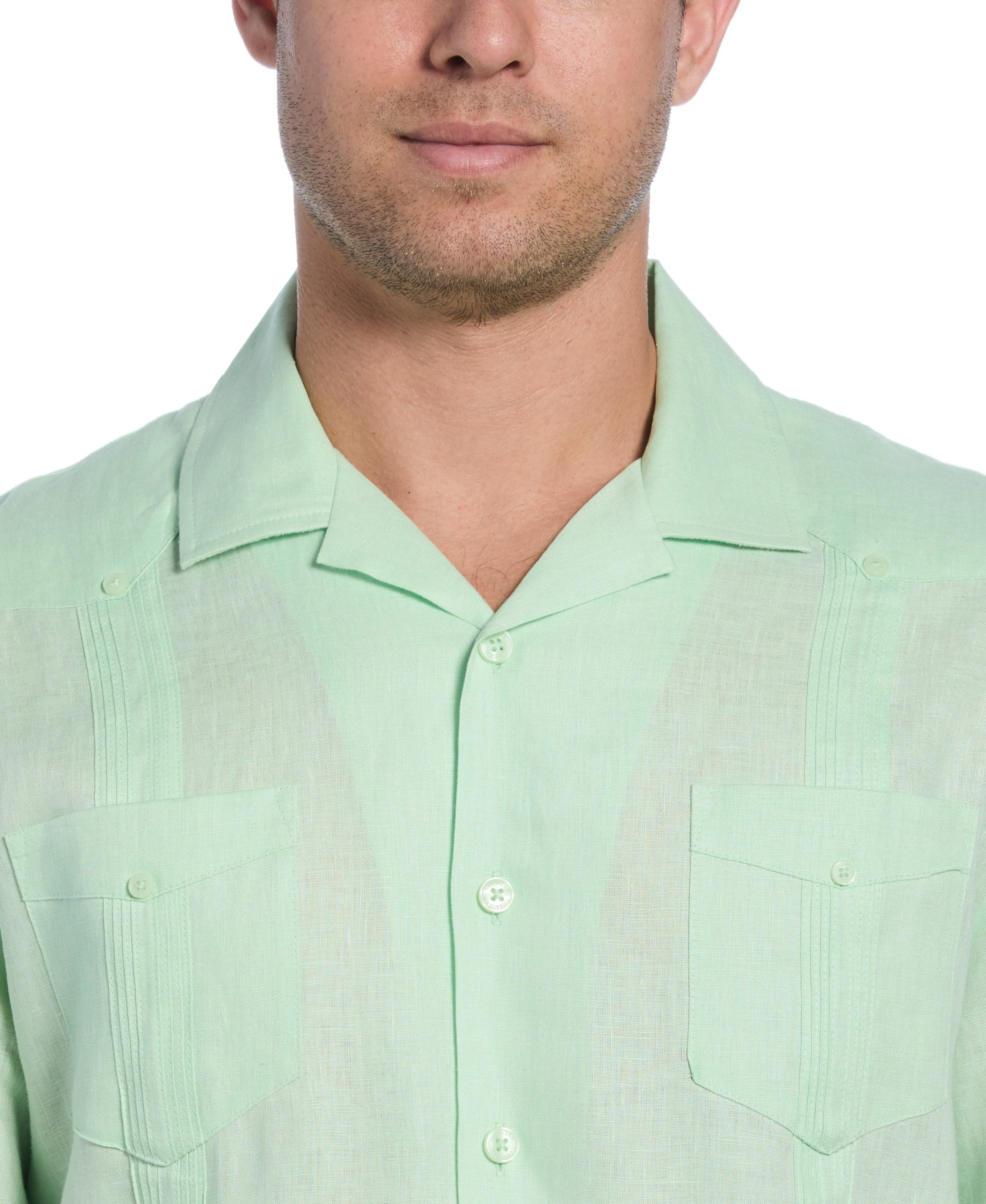 100% Linen Classic Guayabera Shirt - Short Sleeve