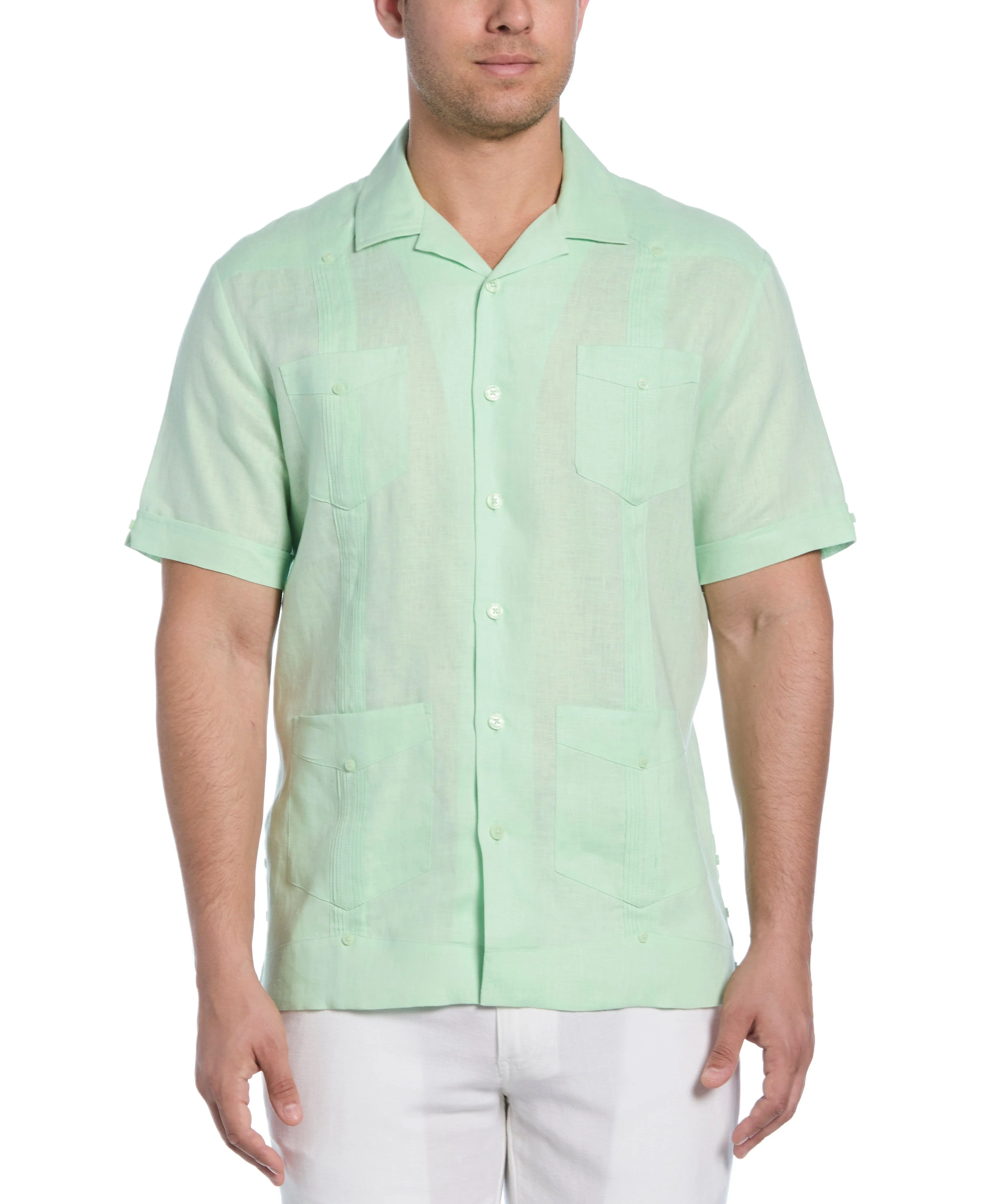 100% Linen Classic Guayabera Shirt - Short Sleeve