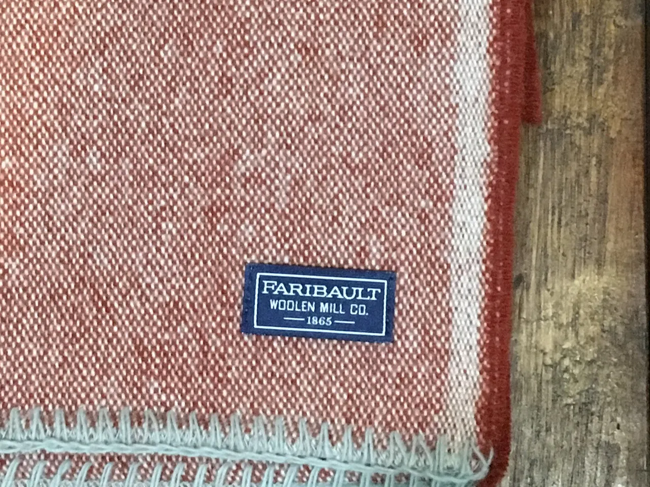 10253 Faribault Woolen Mills Weekender Stripe Wool Scarf Rust Silver Heather