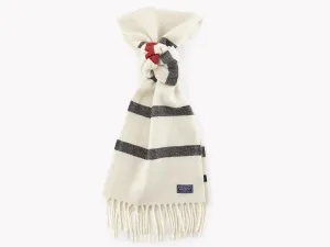 12301 Faribault Woolen Mills Hatchet Nisswa Dobby Stripe Scarf Natural Charcoal