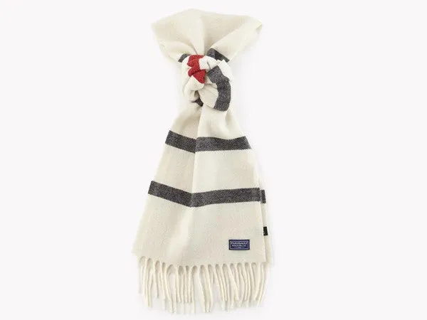 12301 Faribault Woolen Mills Hatchet Nisswa Dobby Stripe Scarf Natural Charcoal
