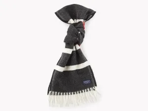 12318 Faribault Woolen Mills Hatchet Nisswa Dobby Stripe Scarf  Black Natural