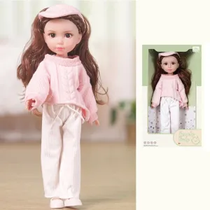 14 Inch Cute Makeup Doll Charming Baby Doll in Cozy Pink Outfit