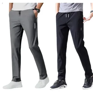 1.SportFlex™ - Combo of 2 Men's Sports Regular Fit Lycra Track Pants