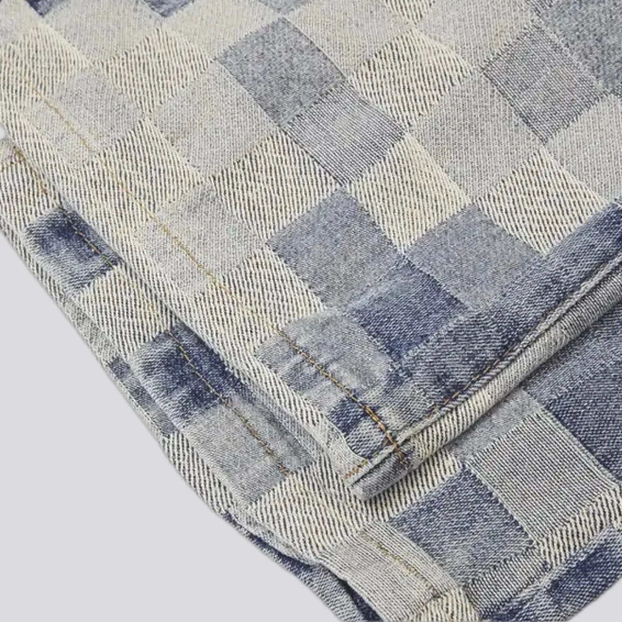 3d checkerboard style wide fit men's jeans