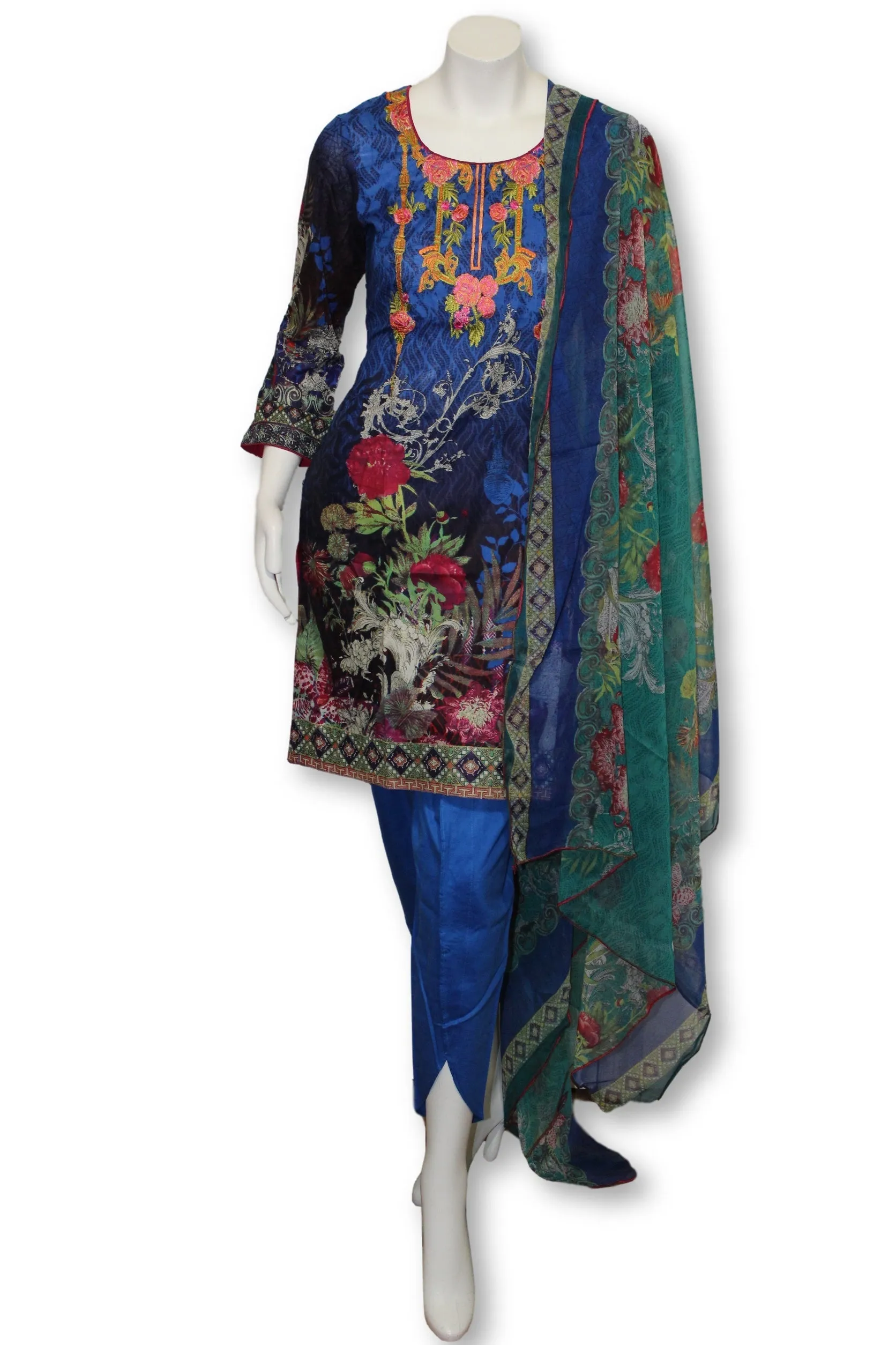 A32 Pakistani Indian Fine Design 3 Pcs Embroidered  Lawn Suit