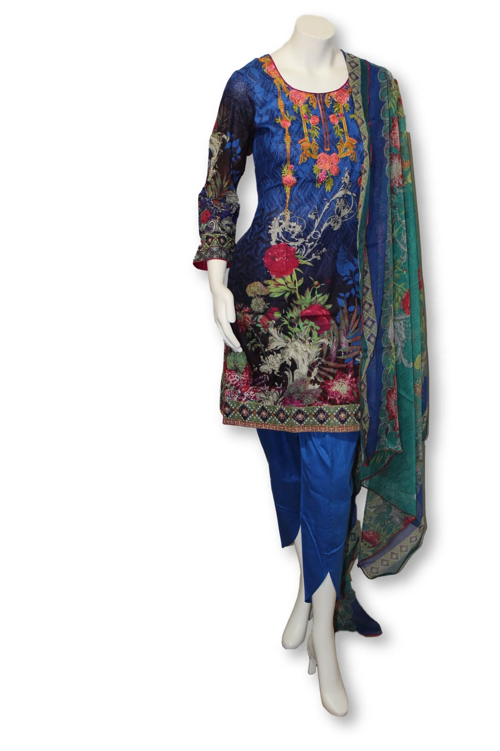 A32 Pakistani Indian Fine Design 3 Pcs Embroidered  Lawn Suit