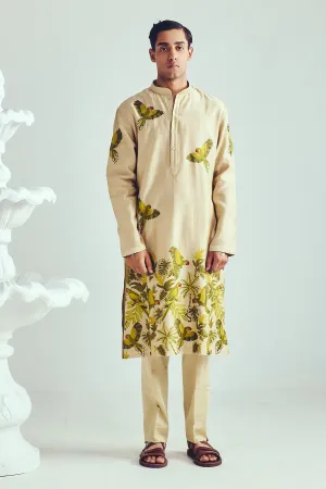 Aari Embroidered Beige Kurta Set