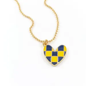 Aaron Checkered Heart Necklace