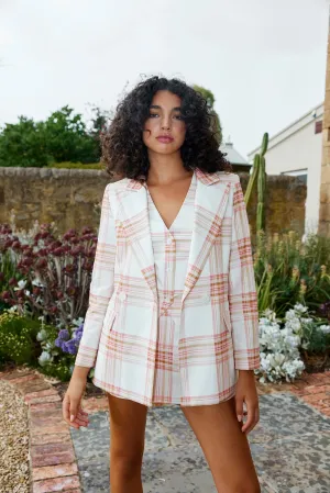 Adeline Blazer - Peony / Antique Plaid