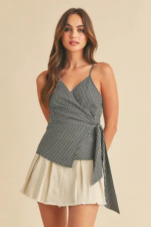 Aemi   Co Side Knotted Surplice Striped Cami