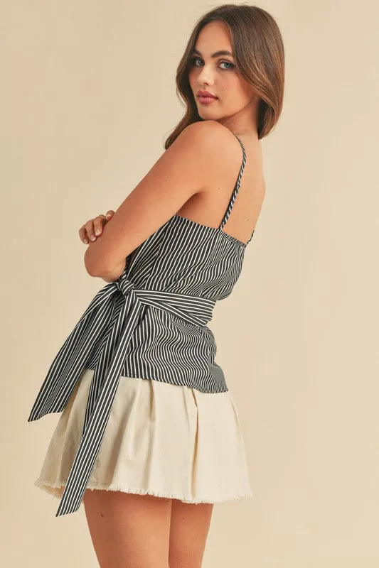 Aemi   Co Side Knotted Surplice Striped Cami