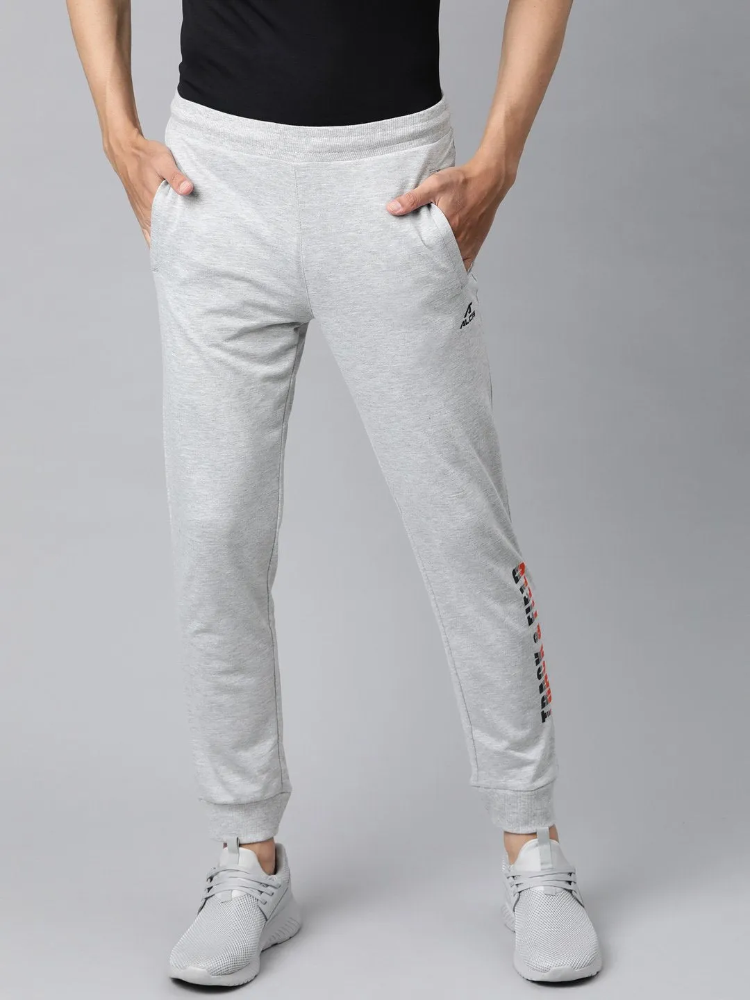Alcis Men Grey Melange Solid Joggers