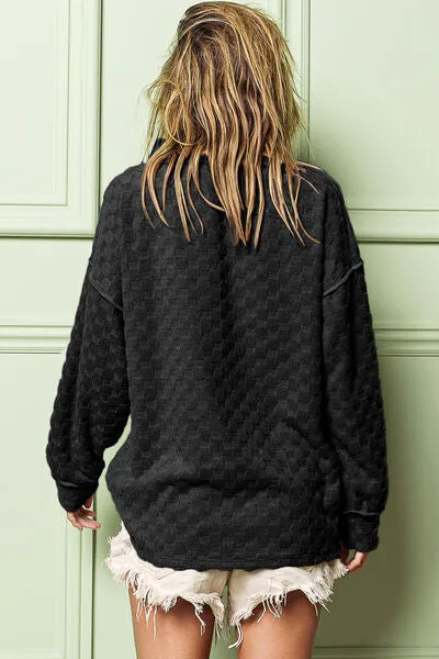 Allen Checkered Round Neck Exposed Seam Top
