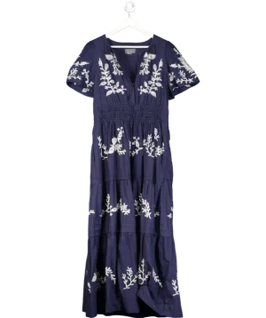 Anthropologie Blue The Somerset Embroidered Maxi Dress UK M