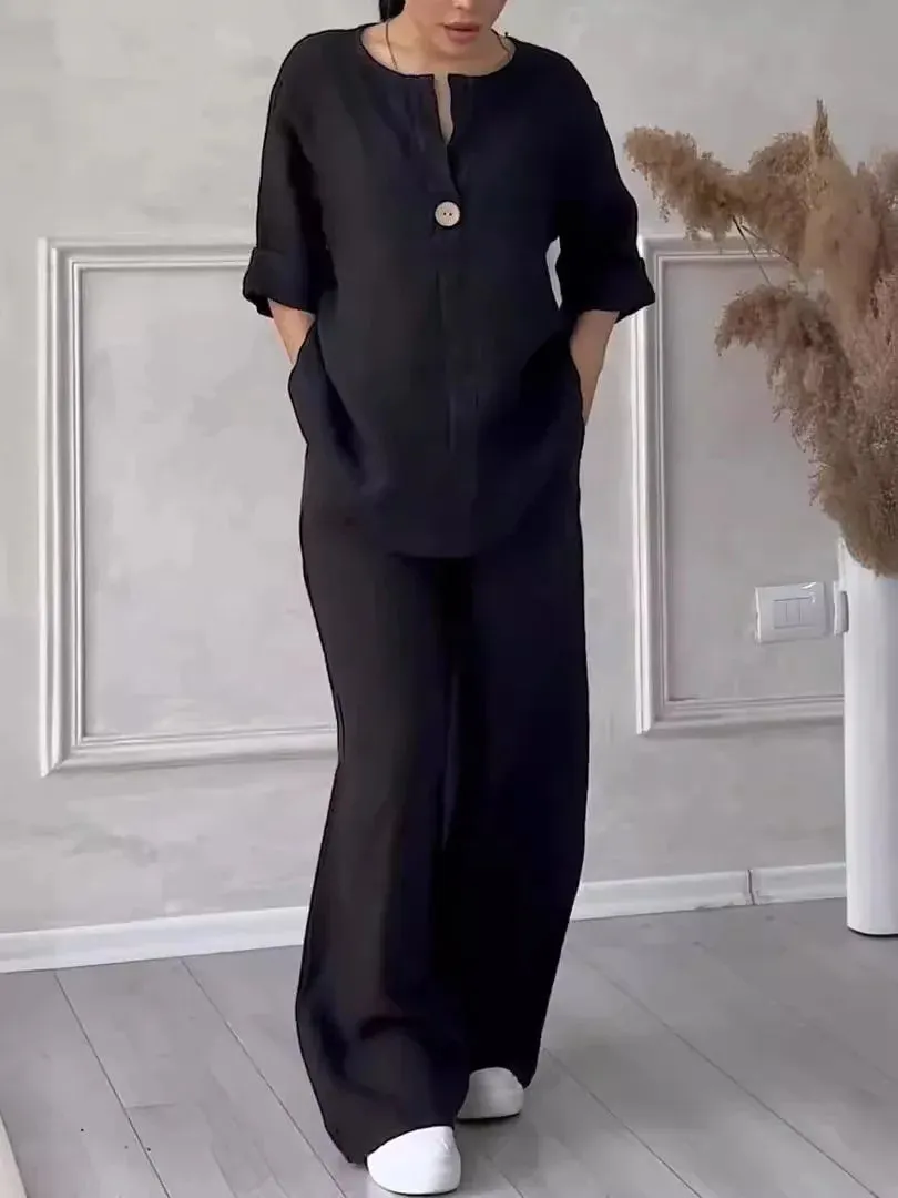 Avery™ - Cozy Casual Linen Co-Ord Set