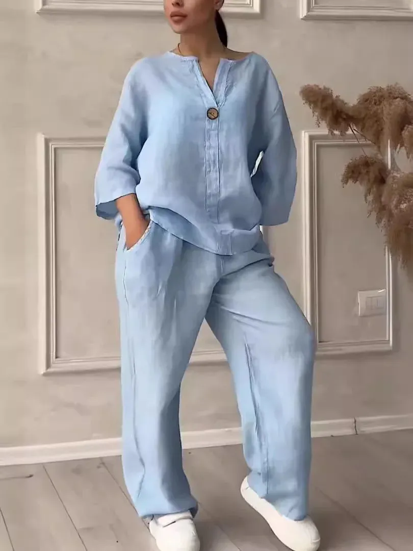 Avery™ - Cozy Casual Linen Co-Ord Set