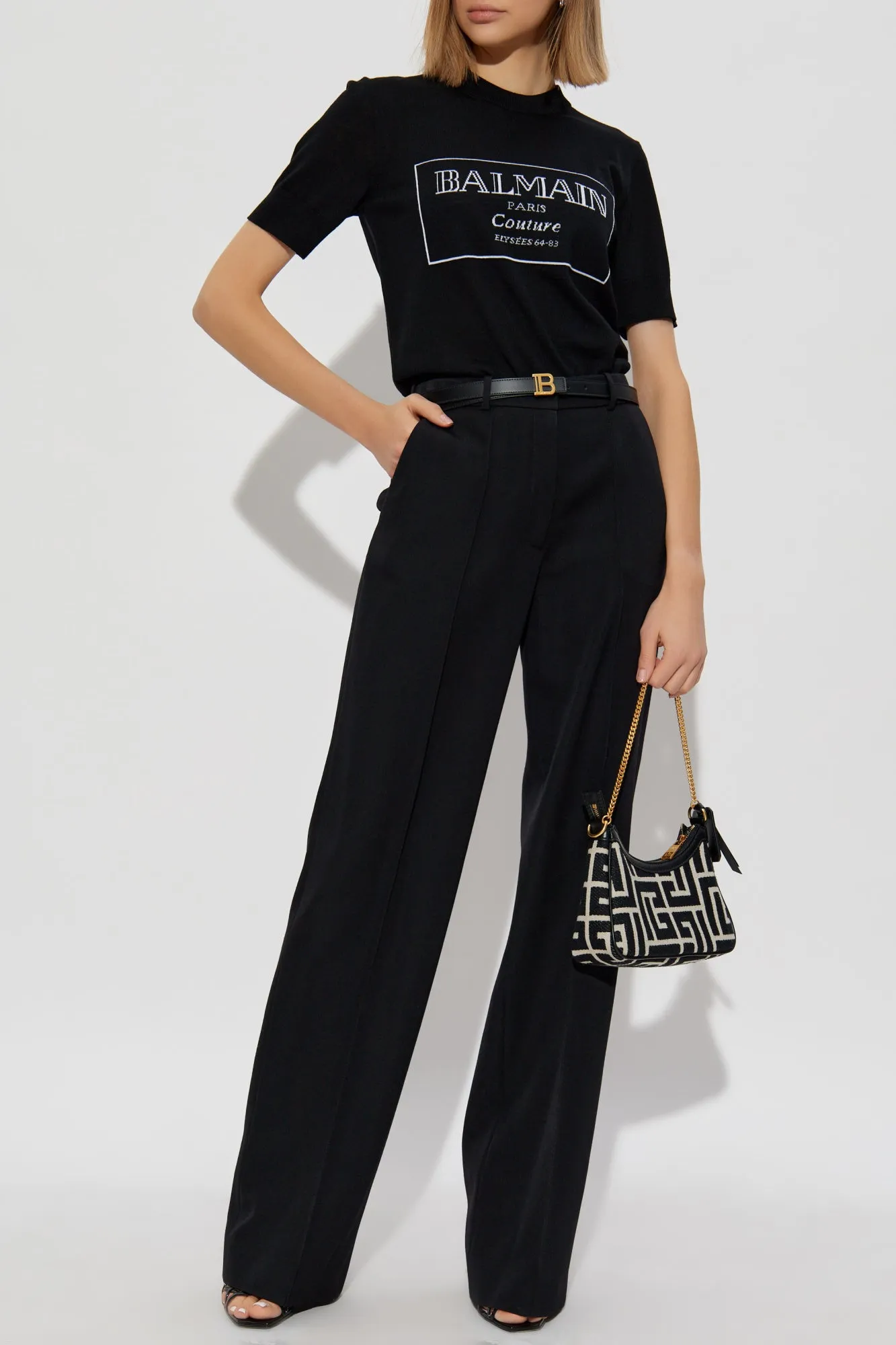 Balmain Woolen creased trousers in BLACK - 40