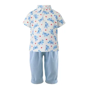 Bear Hearts Polo & Pull on Trousers Set