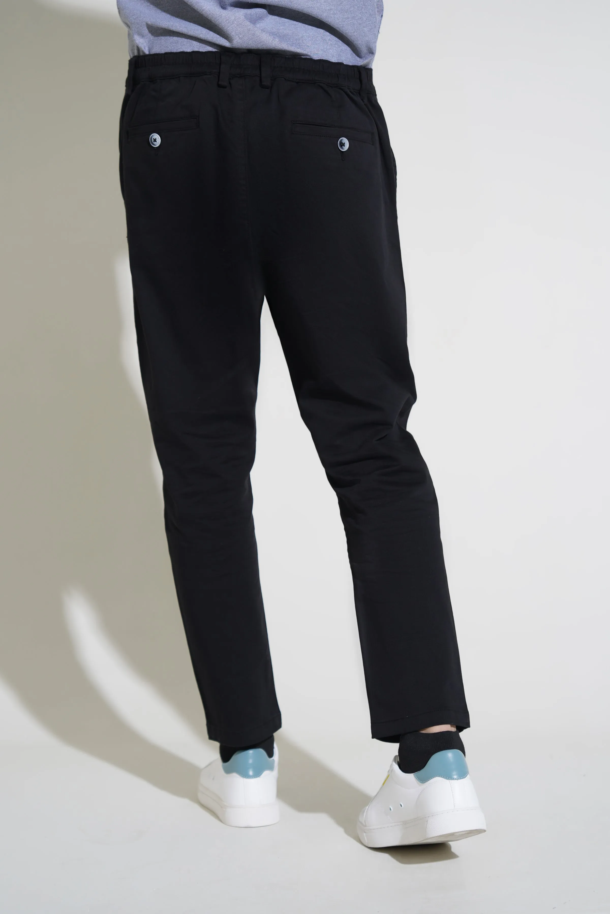 Black Cropped Fit Fashion Pant