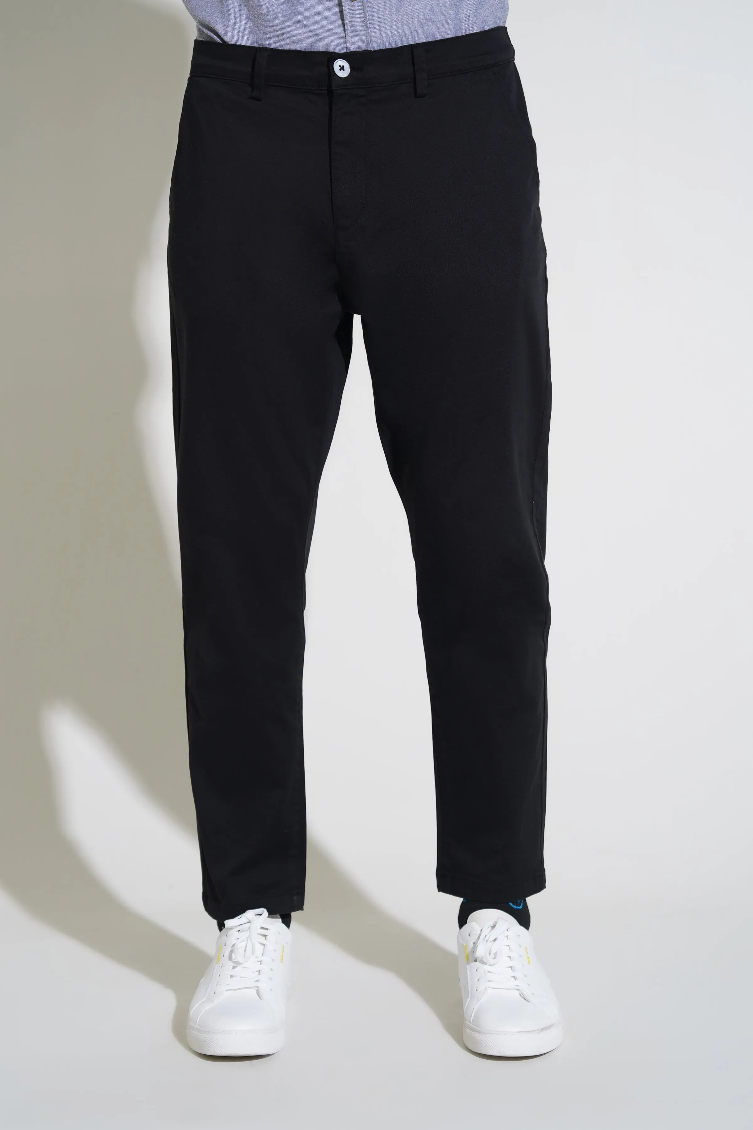 Black Cropped Fit Fashion Pant