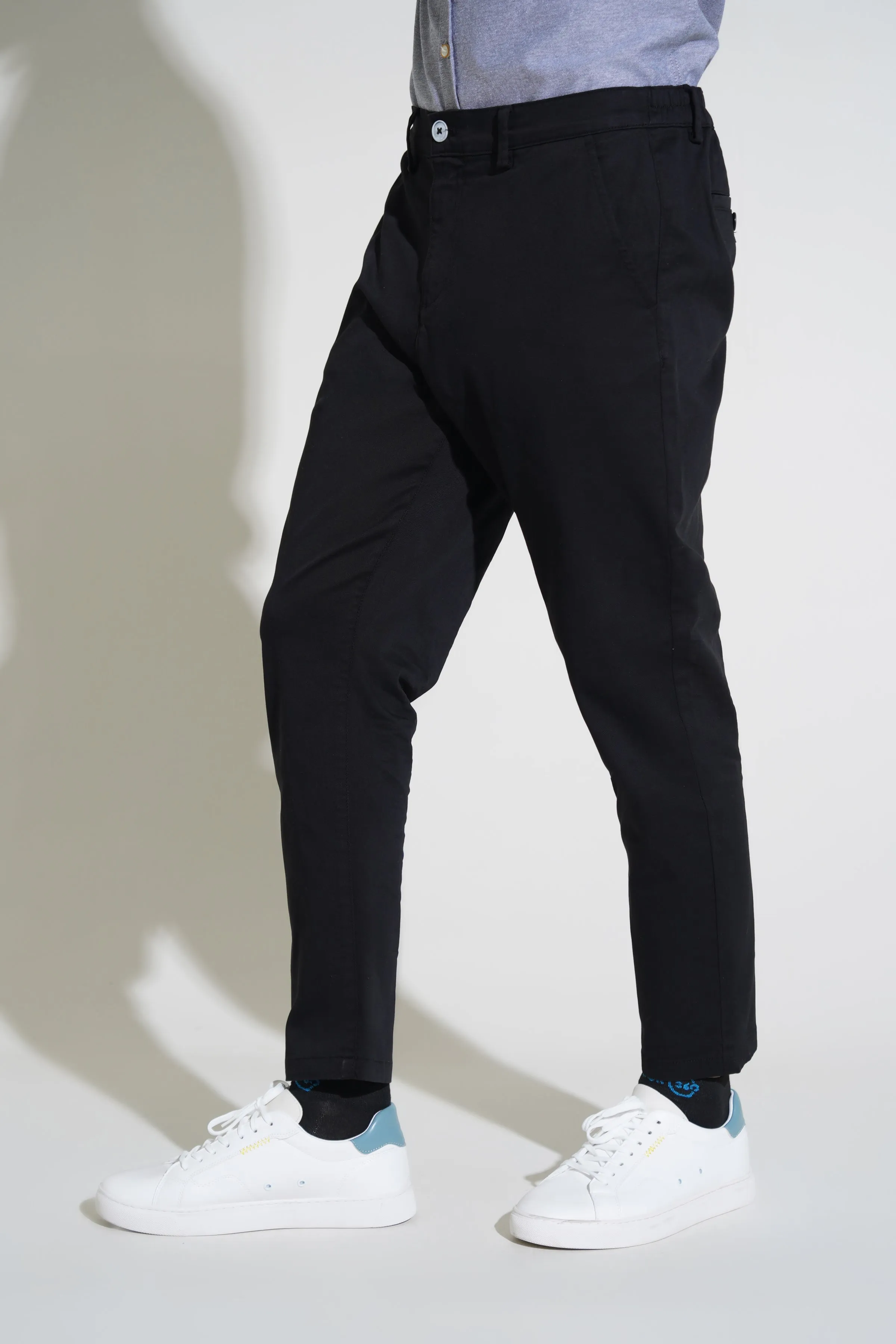 Black Cropped Fit Fashion Pant