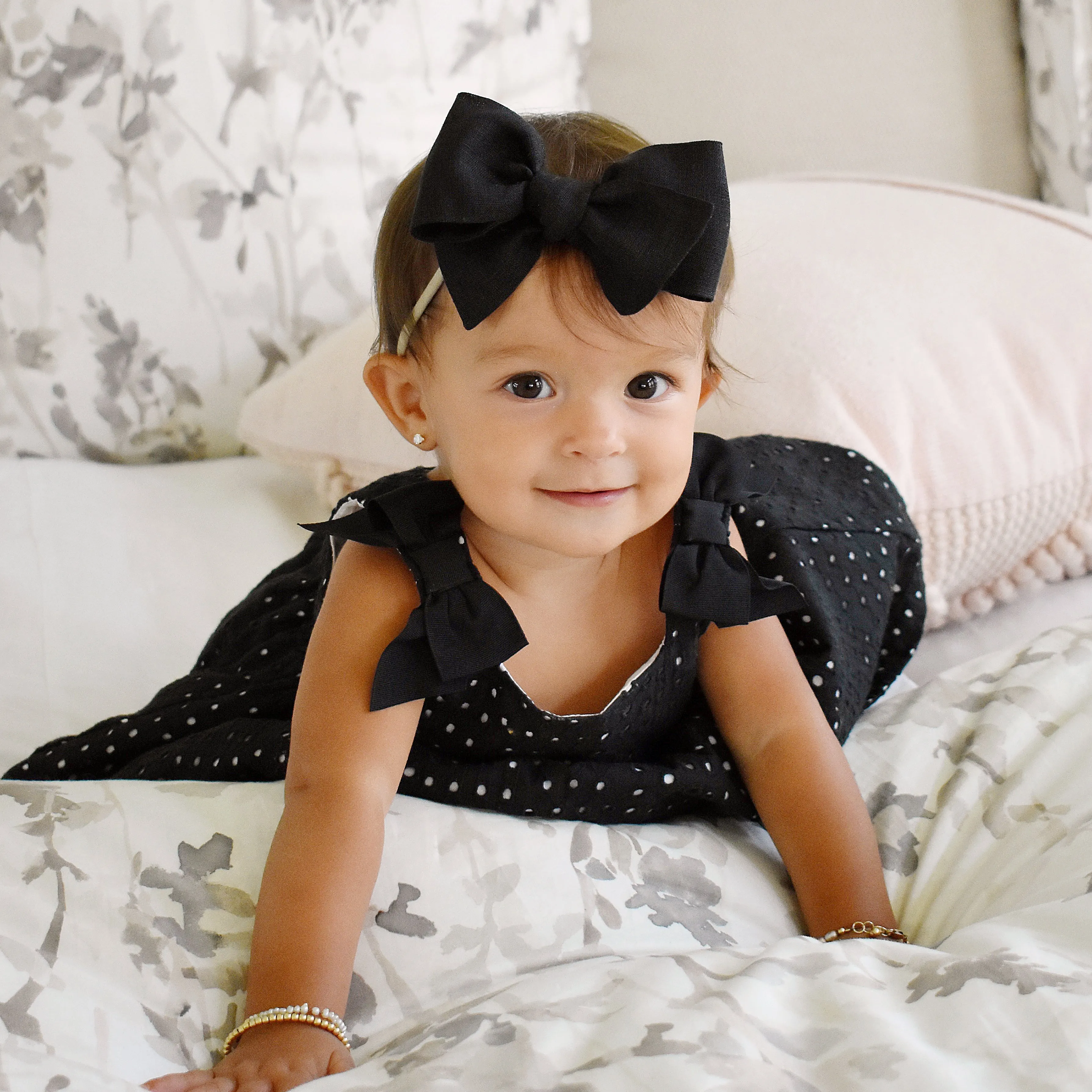 Black Linen Bow