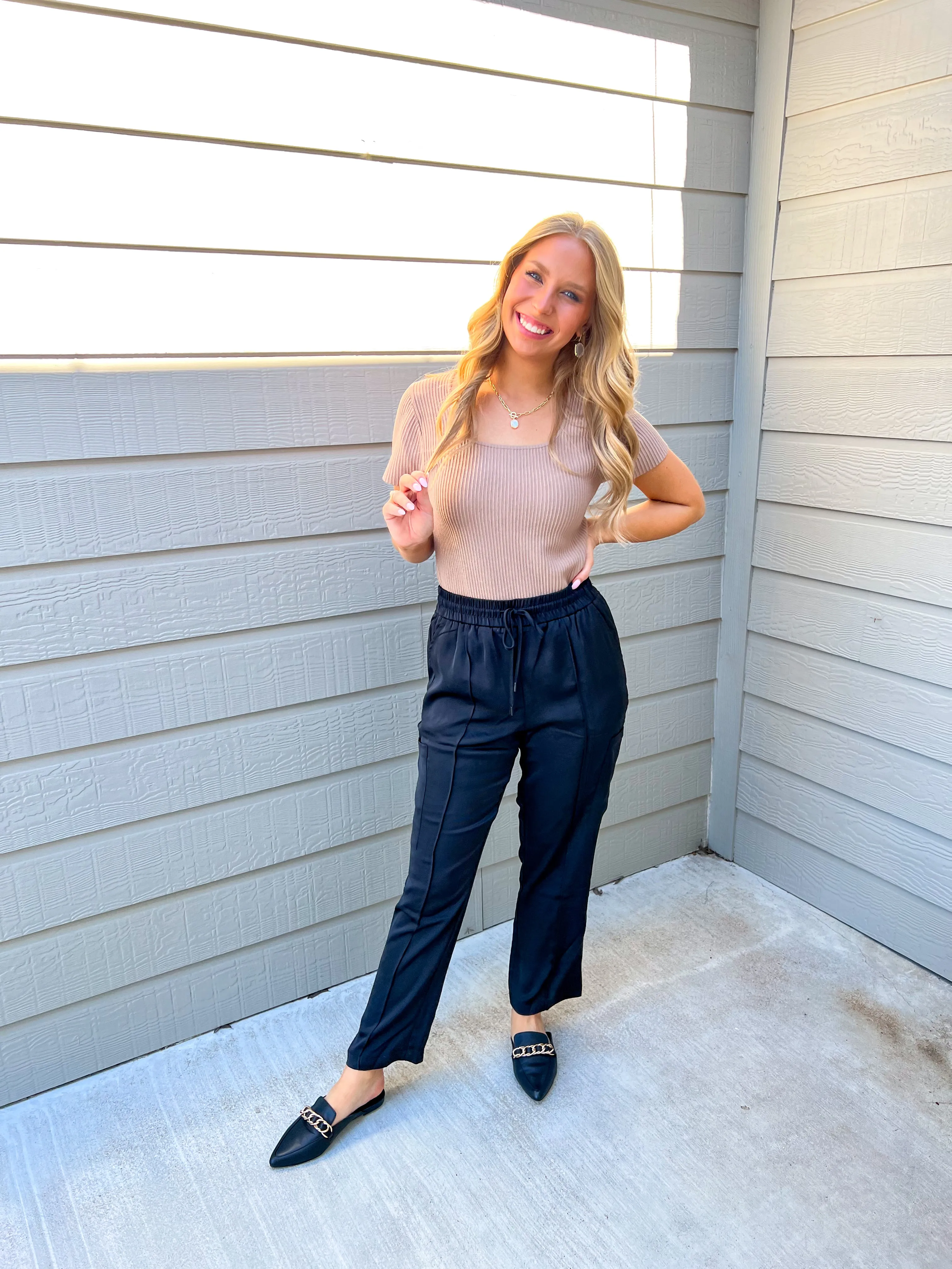 Black Relaxed Utility Pintucked Pants