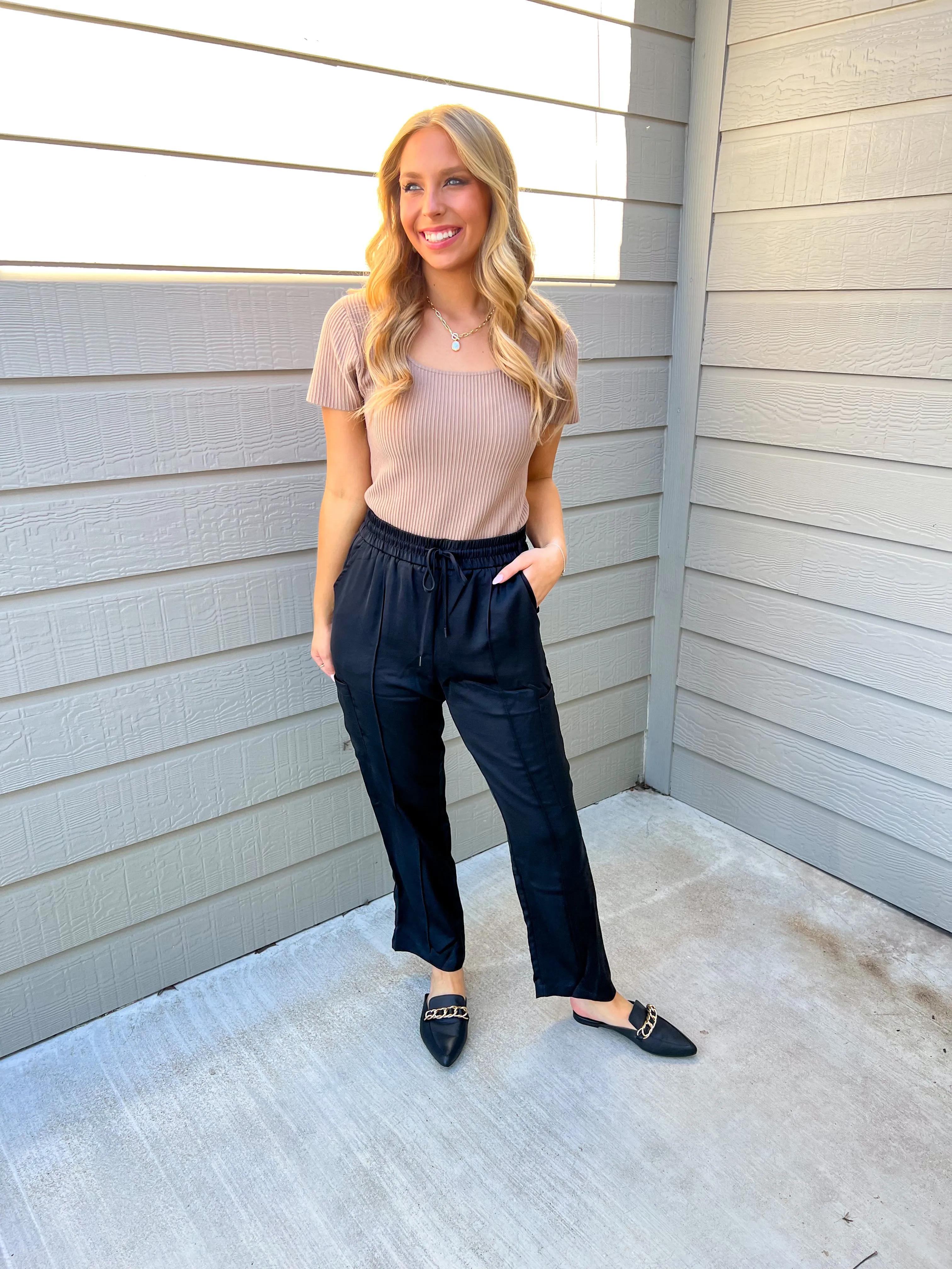 Black Relaxed Utility Pintucked Pants