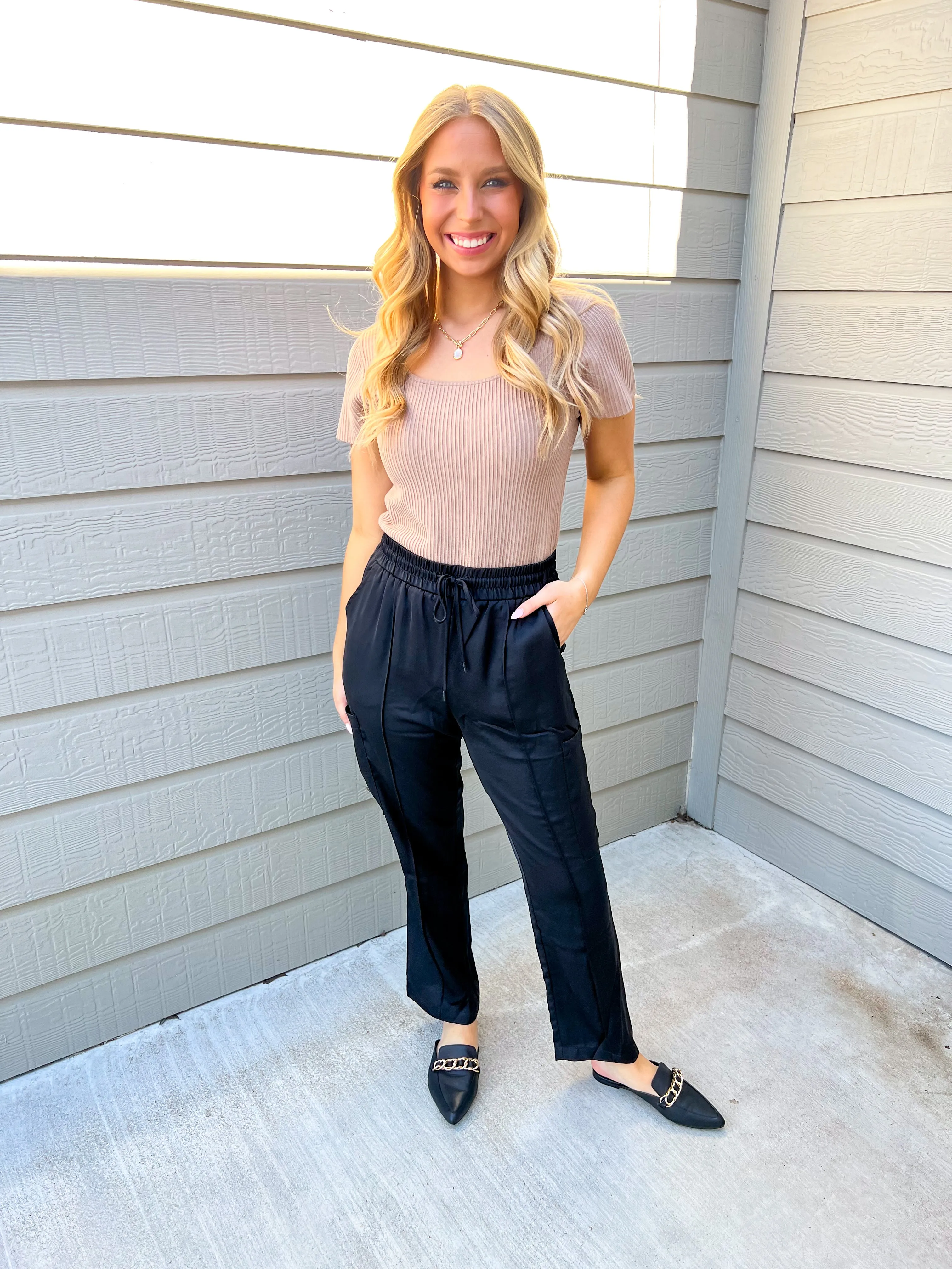 Black Relaxed Utility Pintucked Pants