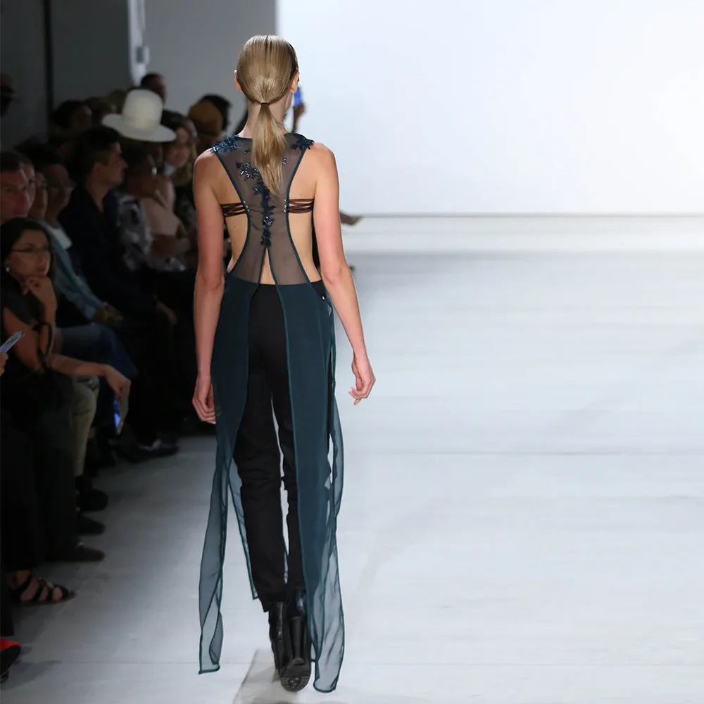 Black Trousers with Lace Inserts