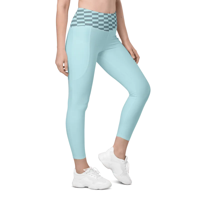 Blueberry Check Twist Leggings - Pockets