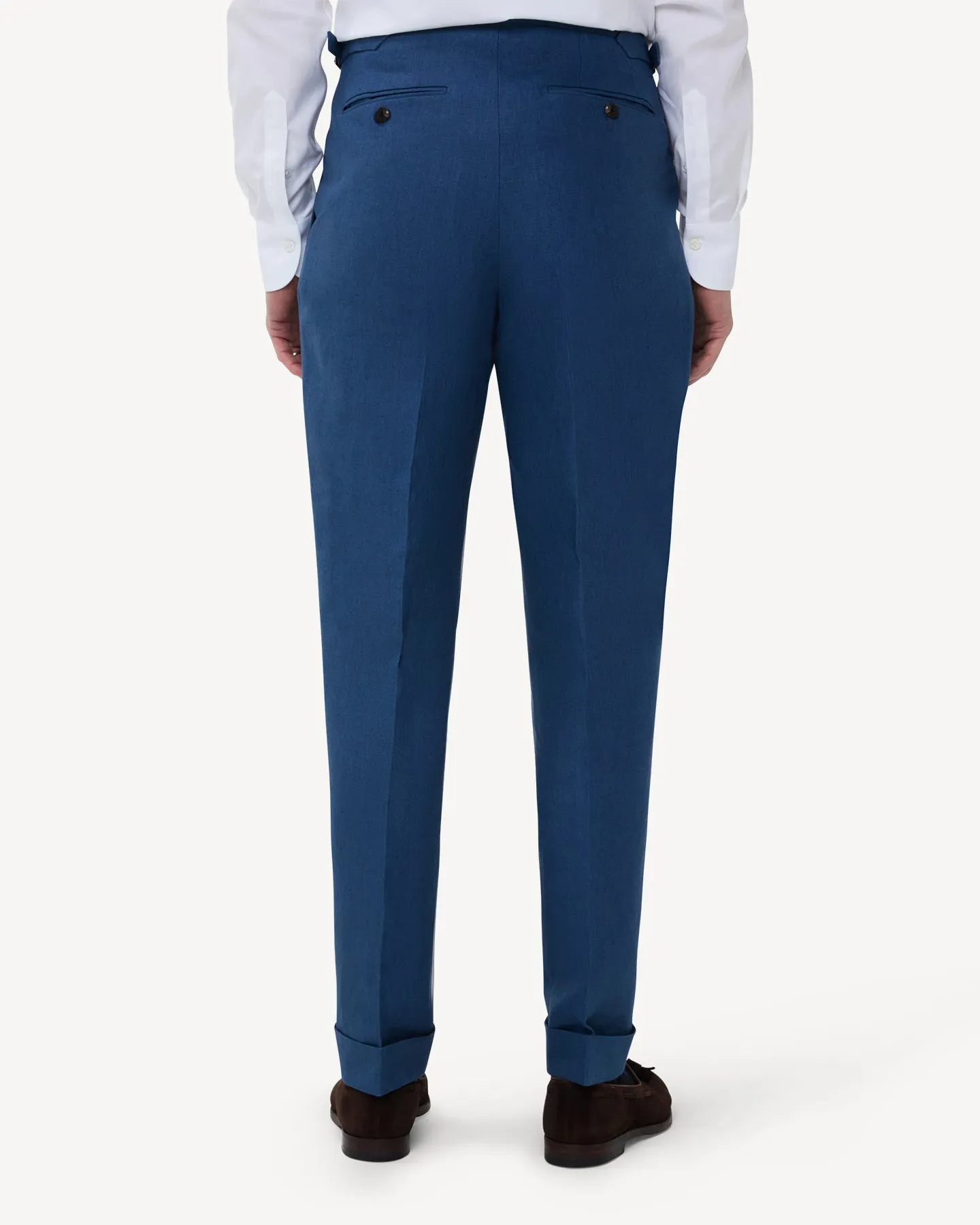 Blueberry Single Pleat Linen Trousers