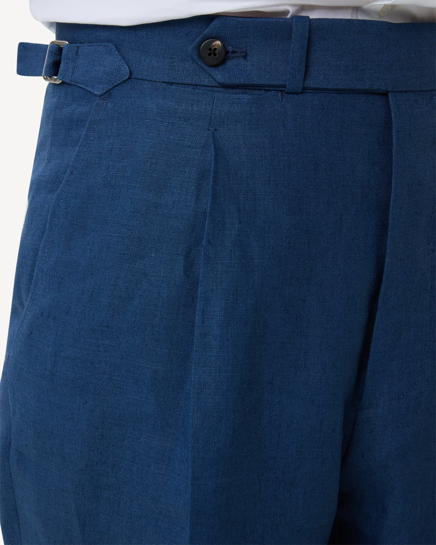 Blueberry Single Pleat Linen Trousers