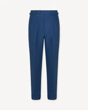 Blueberry Single Pleat Linen Trousers