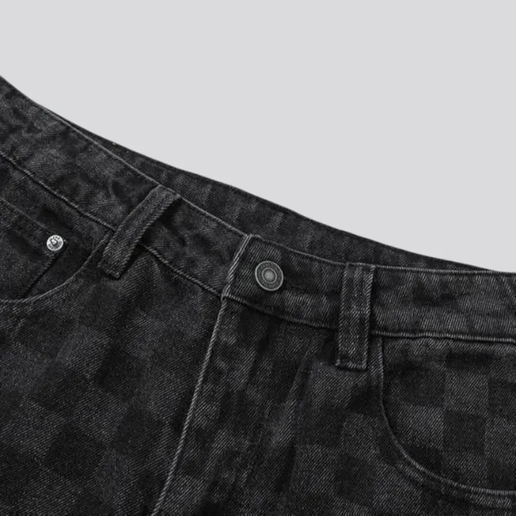 Boho fashion baggy checkerboard men's jeans