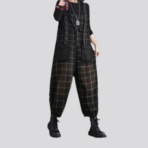 Boho style with slouchy fit women's jeans bib