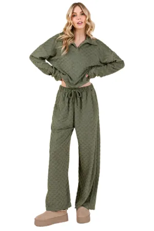 BOMBOM Tied Checkered Wide Leg Pants