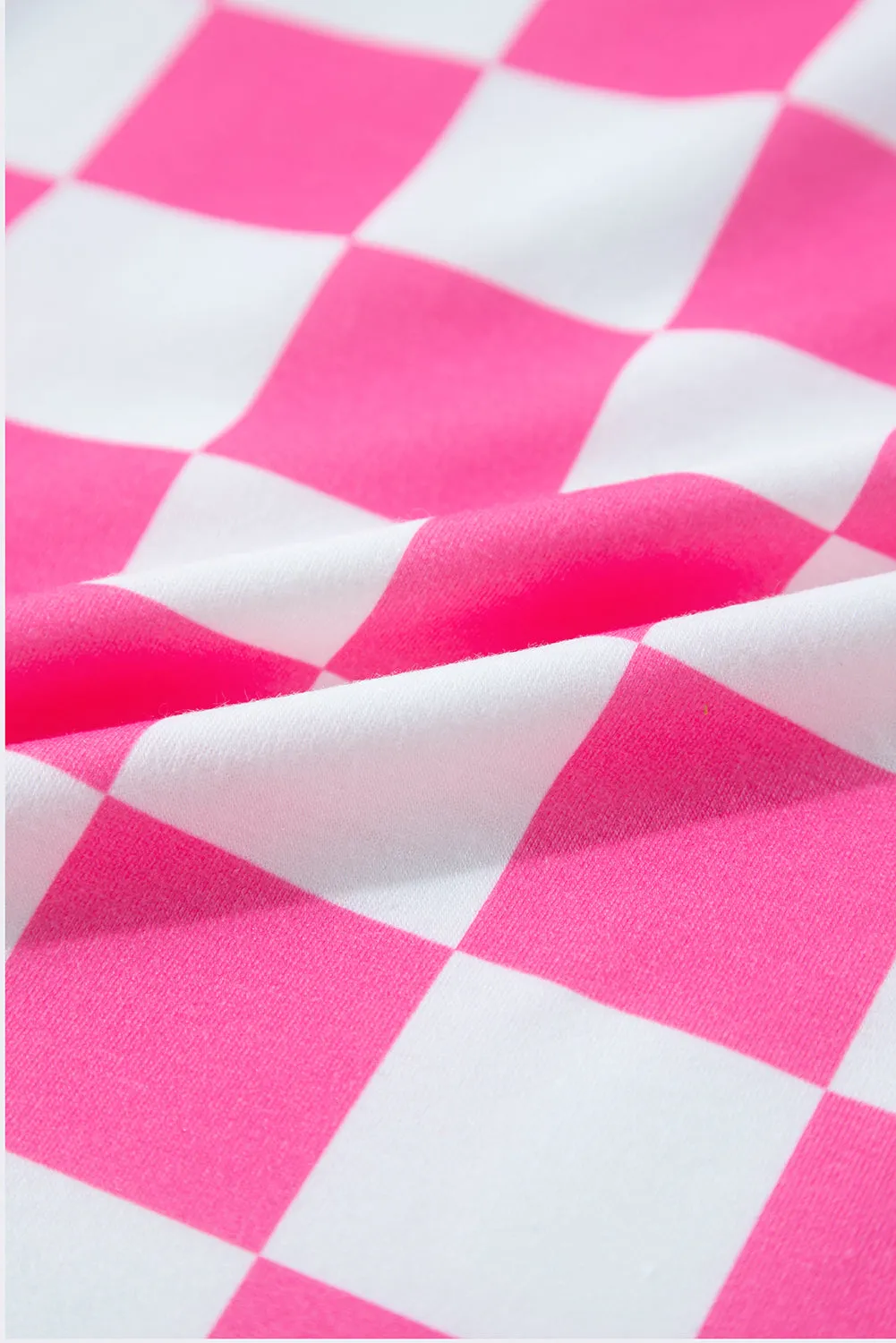 Bonbon Checkered Print High Waist Wide Leg Pants