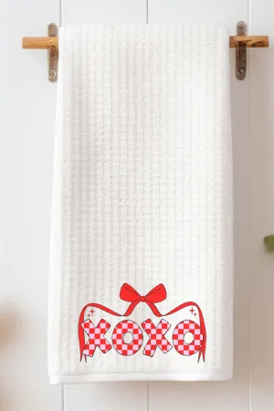 Bow And Kisses Waffle Kitchen Towel