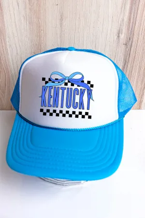 Bow Kentucky Check Otto Neon Blue with White Foam Front Trucker Hat