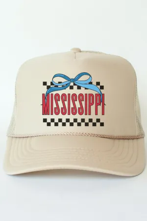 Bow Mississippi Check Otto Khaki Foam Front Trucker Hat
