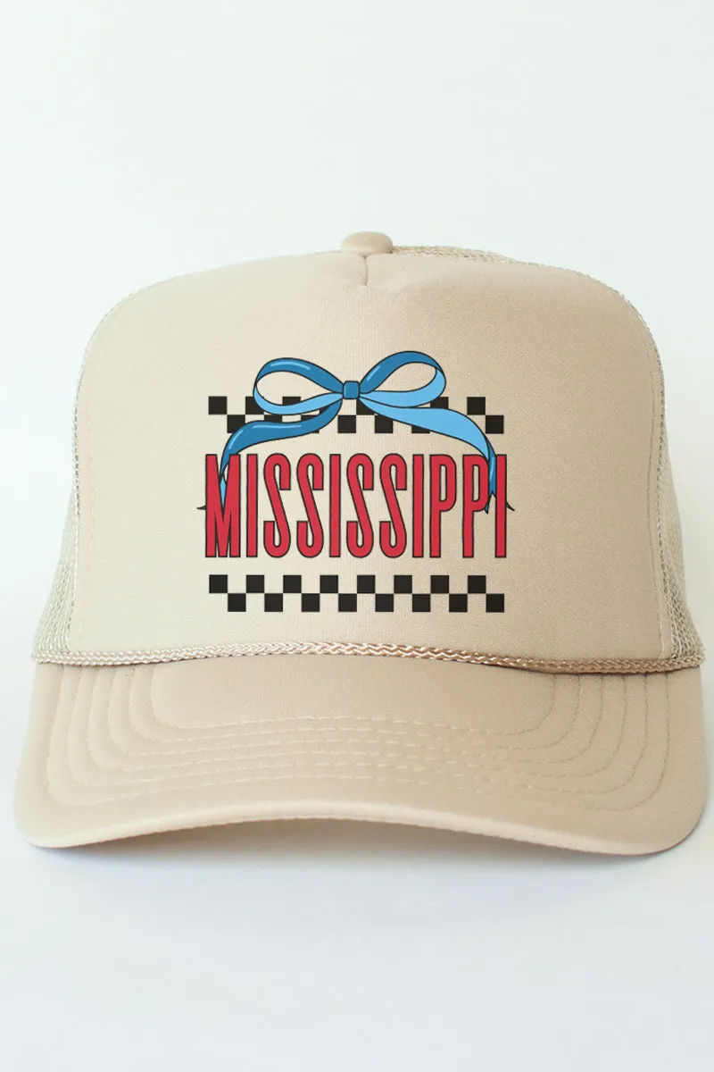 Bow Mississippi Check Otto Khaki Foam Front Trucker Hat