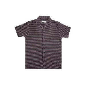 Boys Striped Cuban Collar Dry-Fit Shirt