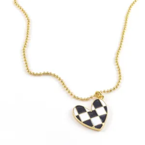 Brad Gold Checkered Heart Necklace