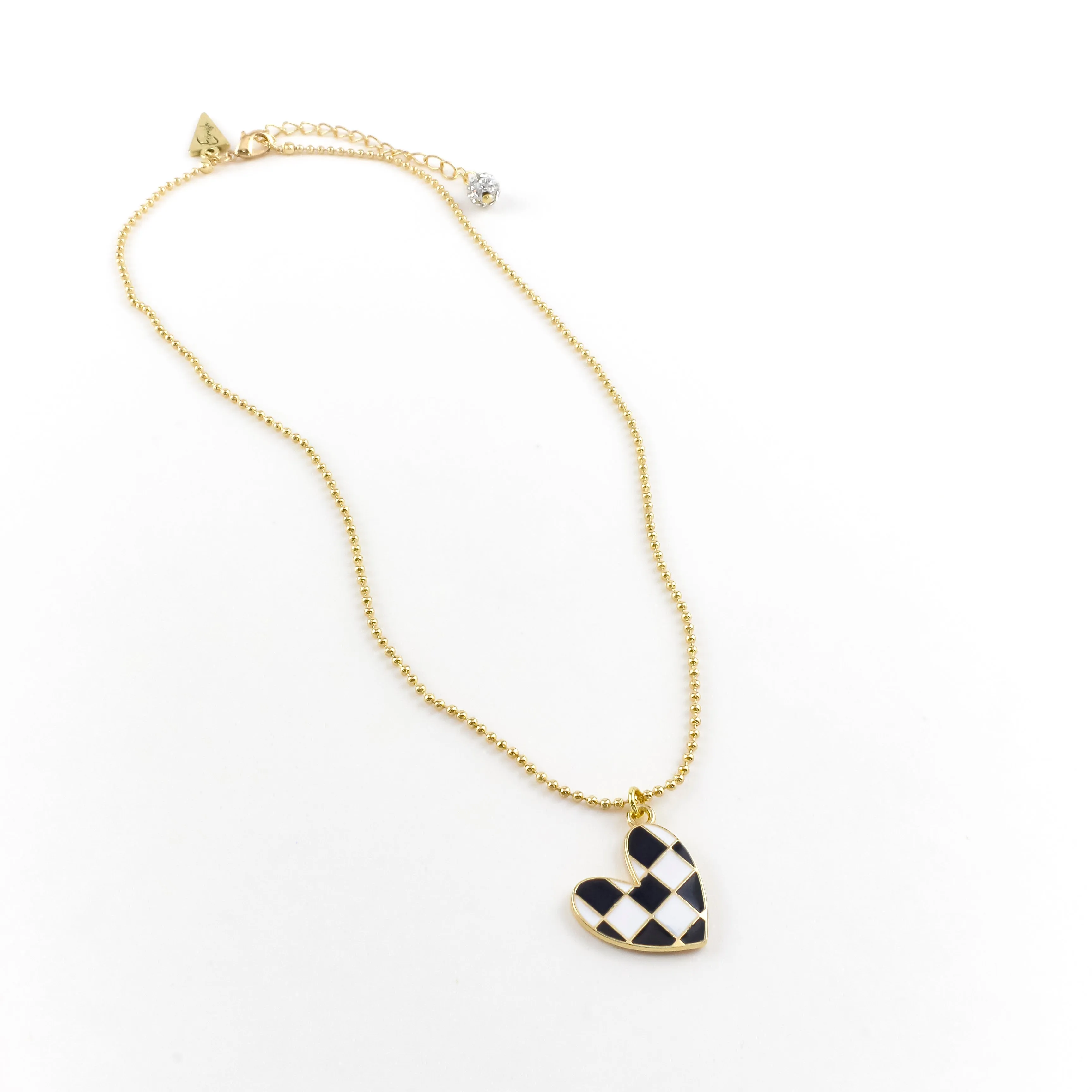 Brad Gold Checkered Heart Necklace