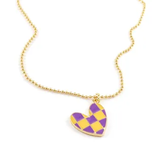 Brandon Checkered Heart Necklace