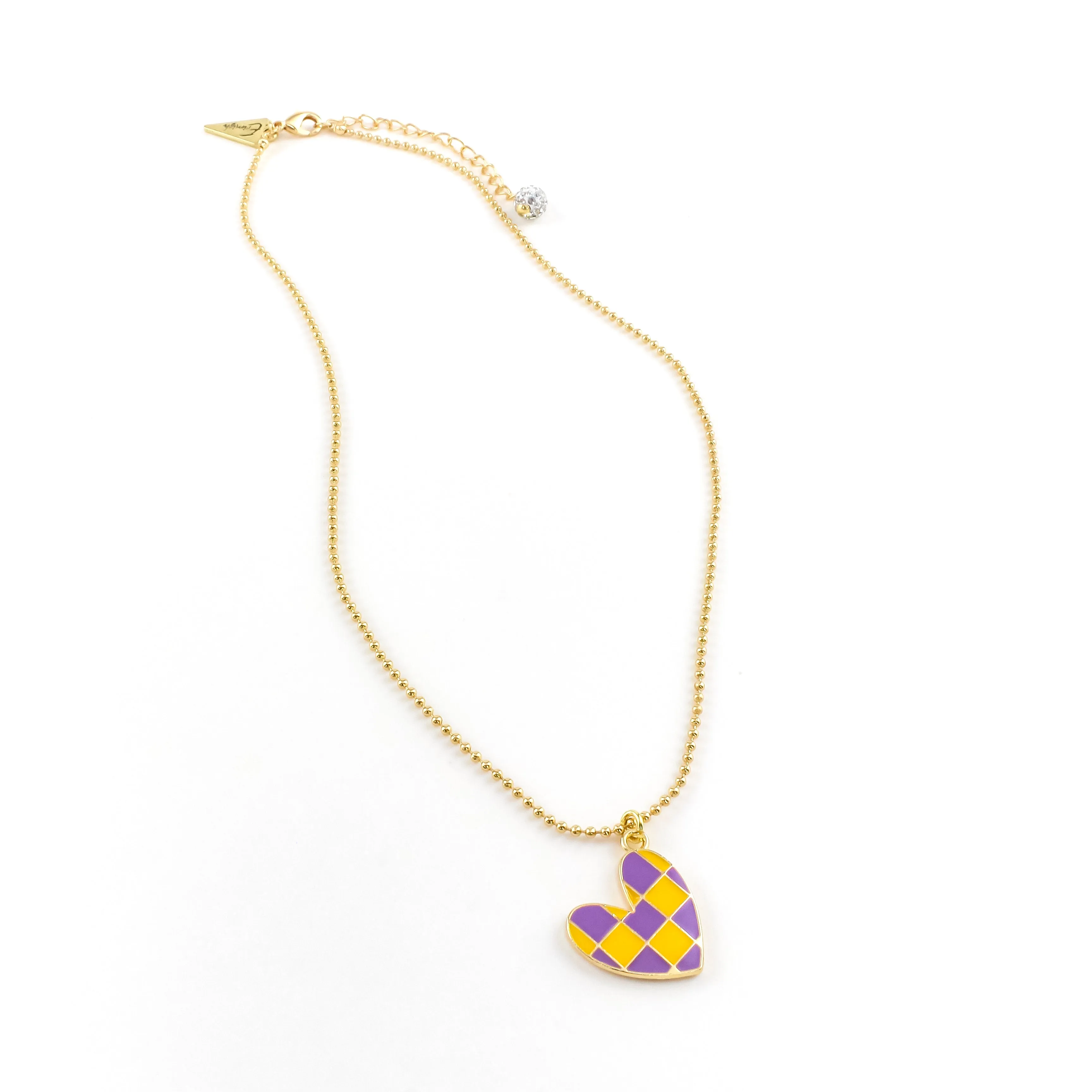Brandon Checkered Heart Necklace